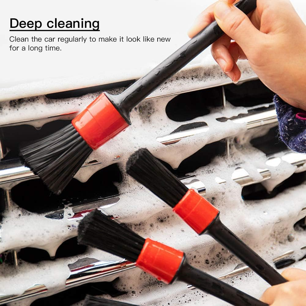 O-Kinee Car Brush Detailing Rim Brush, 5 Car Cleaning Brushes, Small Car Cleaning Brushes, Car Care, Brushes Detail Brush for Alloy Wheels, Car Interior, Motorcycle image number 3