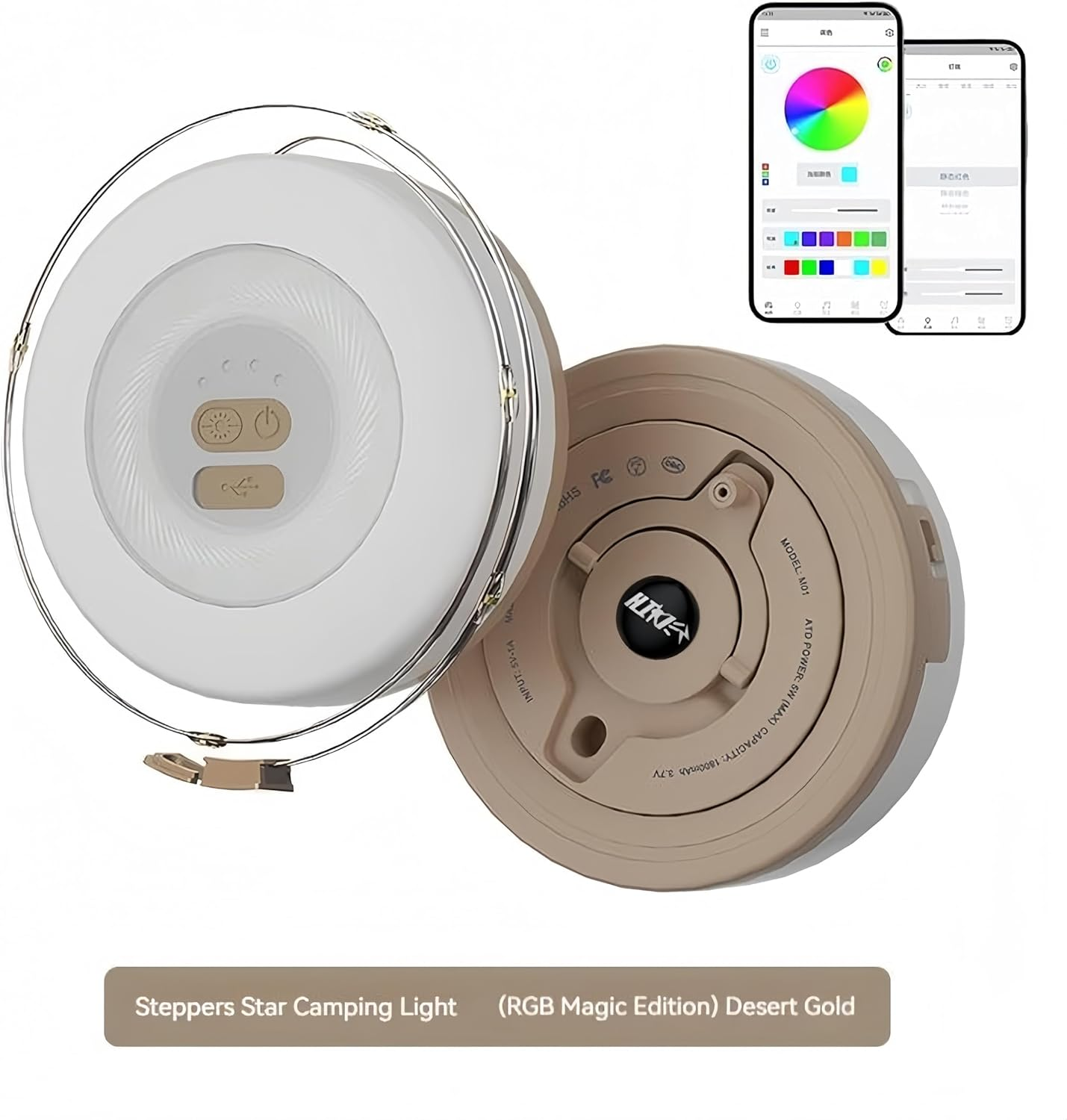 2 Packs Colorful Camping String Lights,2-In-1 Roll up Portable String Lights with APP Control,18Ft/6M,Rechargeable Waterproof Lights for Camping,Indoors and Outdoors Deco (Yellow) image number 4