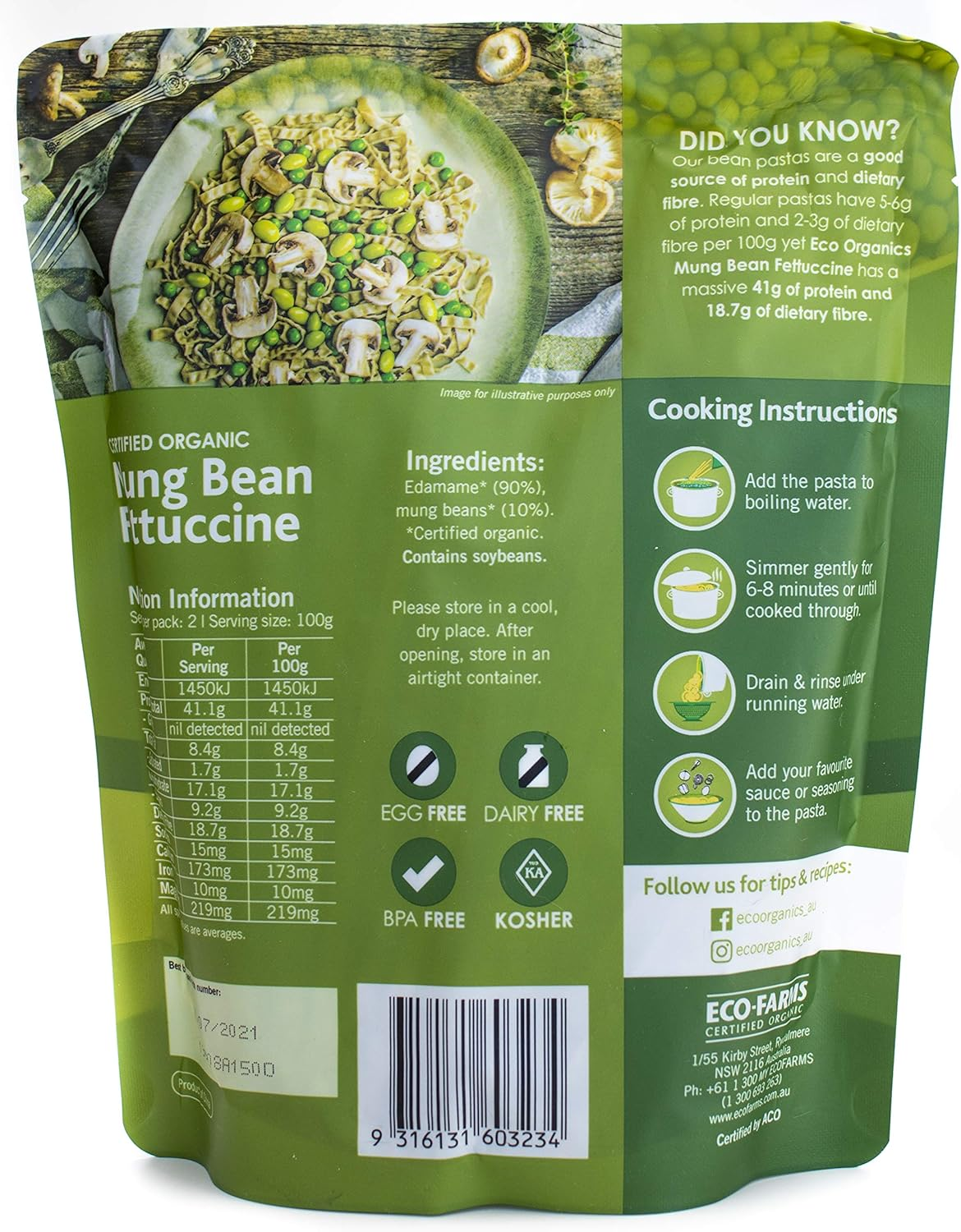 Eco Organics Mung Bean Fettuccine, 200G image number 2