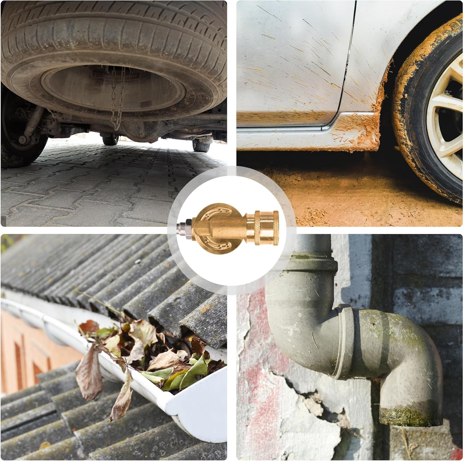 Giraffe Tools Pressure Washer Pivoting Coupler, 7 Angles Gutter Cleaner Attachment, Max 4000 PSI with 1/4&ldquo; Quick Connect, 240 Degree Rotation image number 3