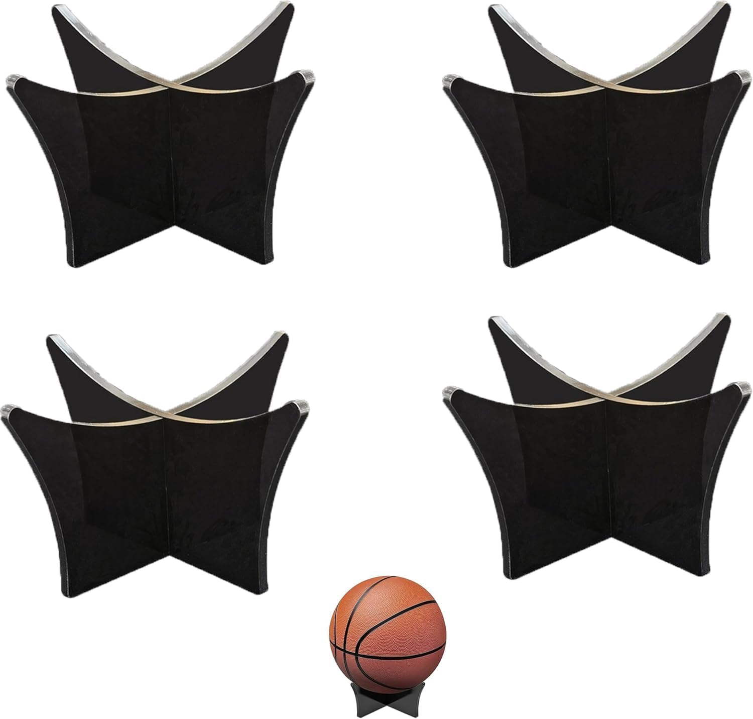 4 Pack Acrylic Sports Ball Display Stands for Basketball, Football, Volleyball, Rugby and Soccer(Transparent, 9 X 6.5 Cm)