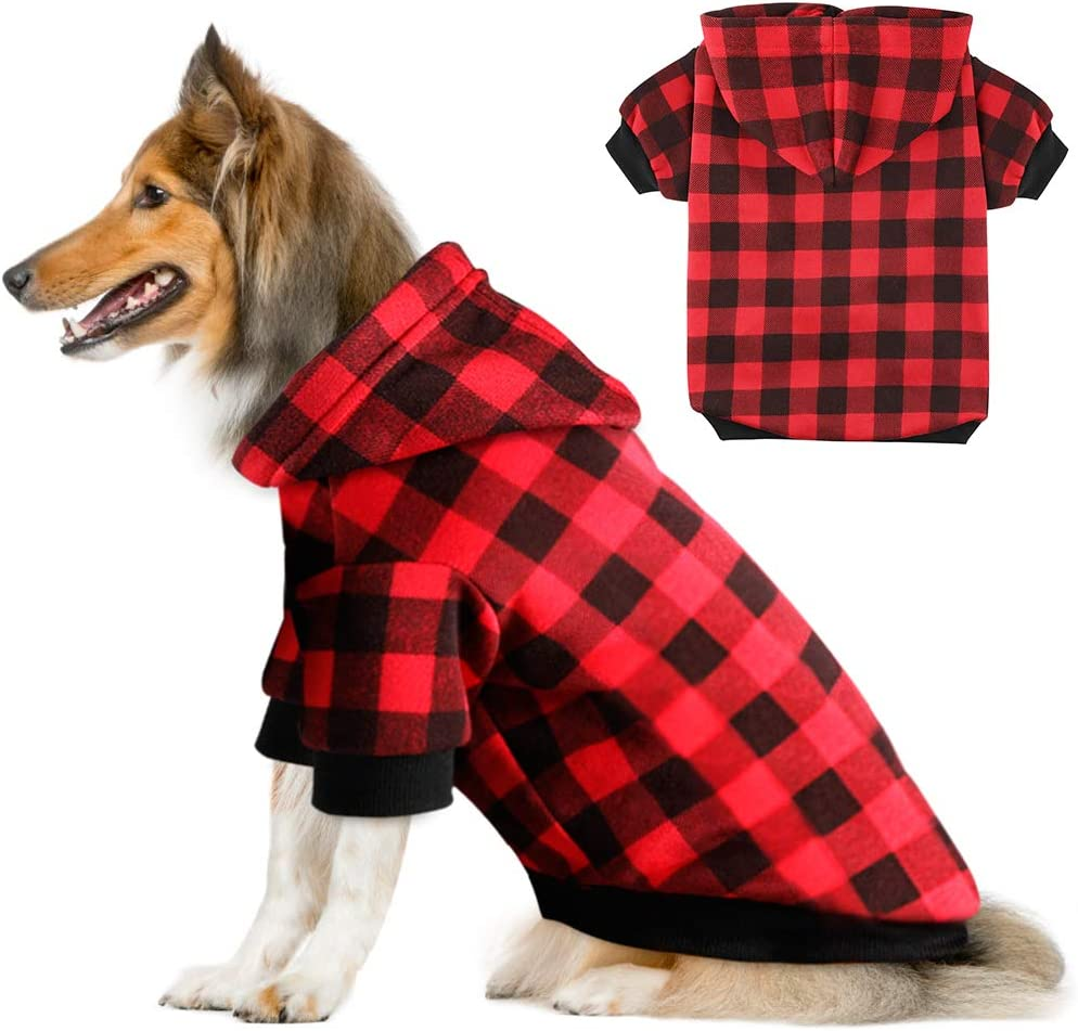 The Creativehome Plaid Dog Hoodie Sweatshirt Sweater for Extra Large Dogs Cat Puppy Clothes Coat Warm and Soft(Xxl)