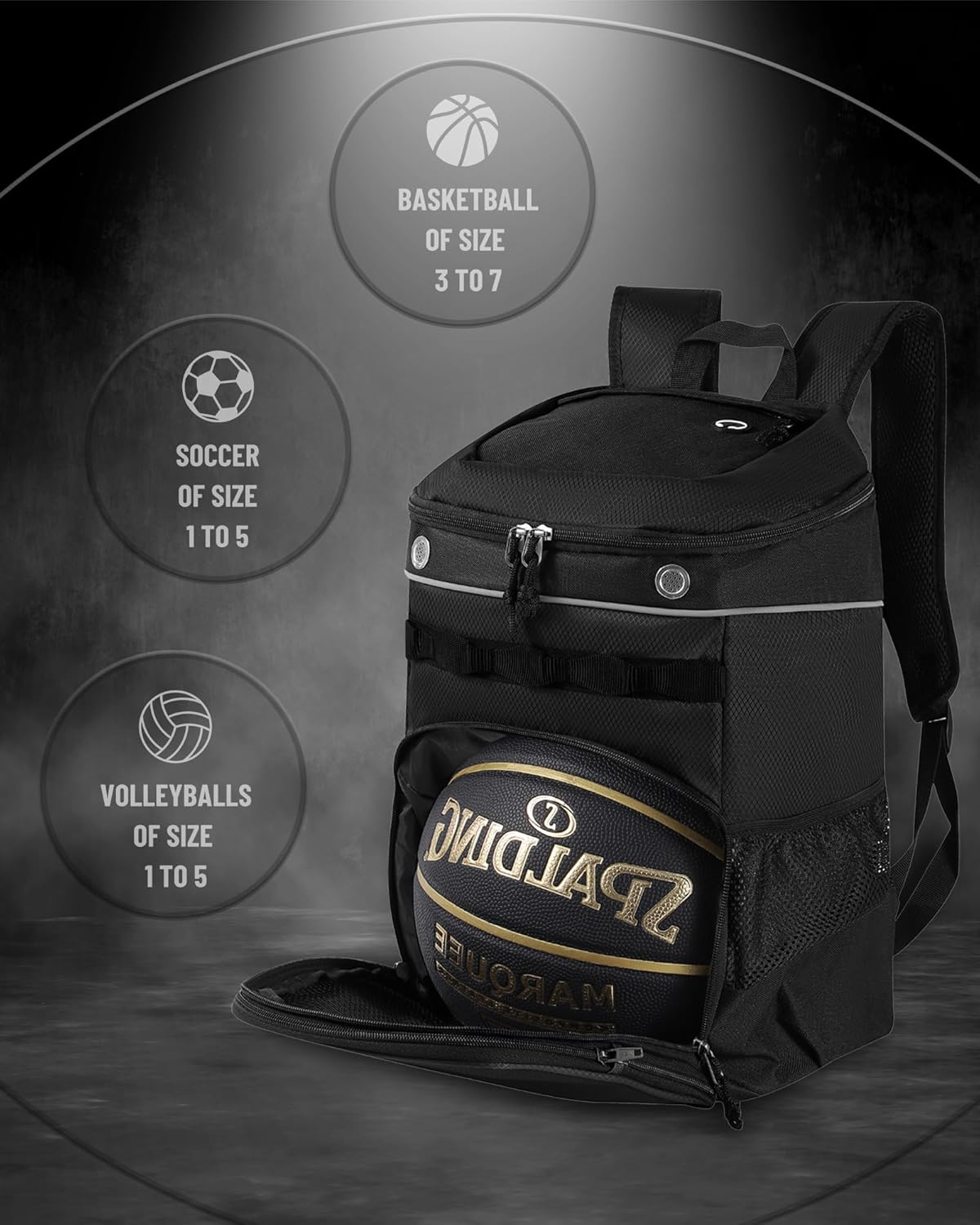 Large Basketball Bag Backpack for Men Women Kids Basketball Bookbag with Ball Compartment Shoes Bag 35L Capacity Boys Girls Soccer Ball Bag Gym Backpack Fit Volleyball Football Sports Travel School