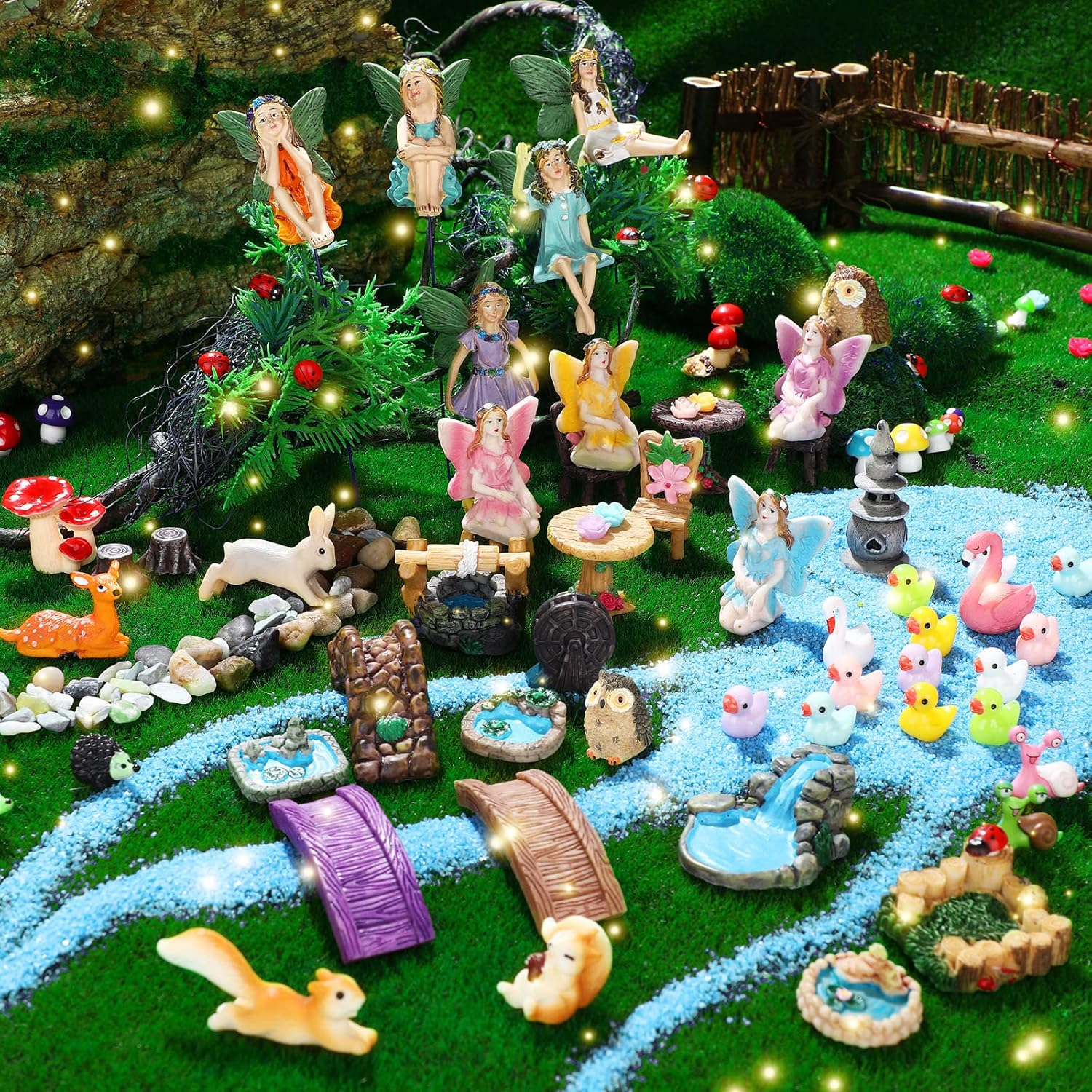 120 Pieces Garden Kit Accessories Garden Animals Miniatures Fairies Miniature Figurines Micro Landscape Ornaments DIY Kit for Outdoor Yard Lawn image number 4
