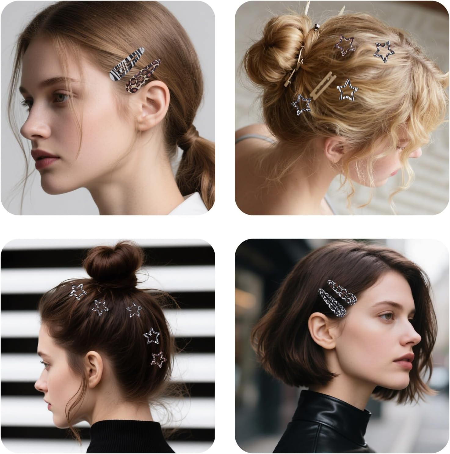 16Pcs Leopard Hair Clip for Woman, Metal Snap Barrettes Non-Slip Y2K Accessories for Thick & Thin Hair (Style 2) image number 5