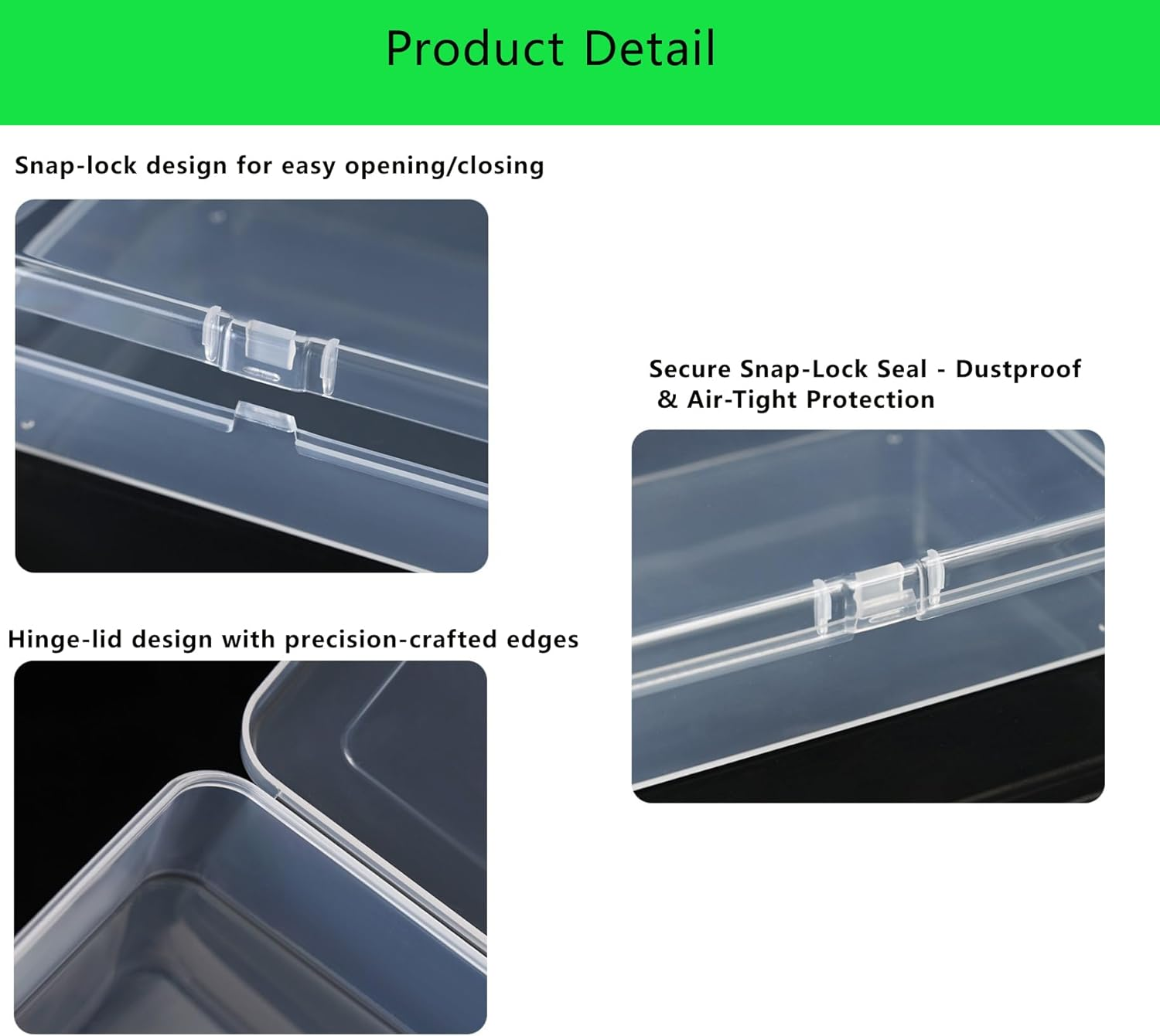 Small Storage Containers, 4.5X3.4 Inches Clear Rectangle Box for Collecting Small Items, Beads, Game Pieces, Business Cards, Crafts Accessories 12 Pcs image number 2