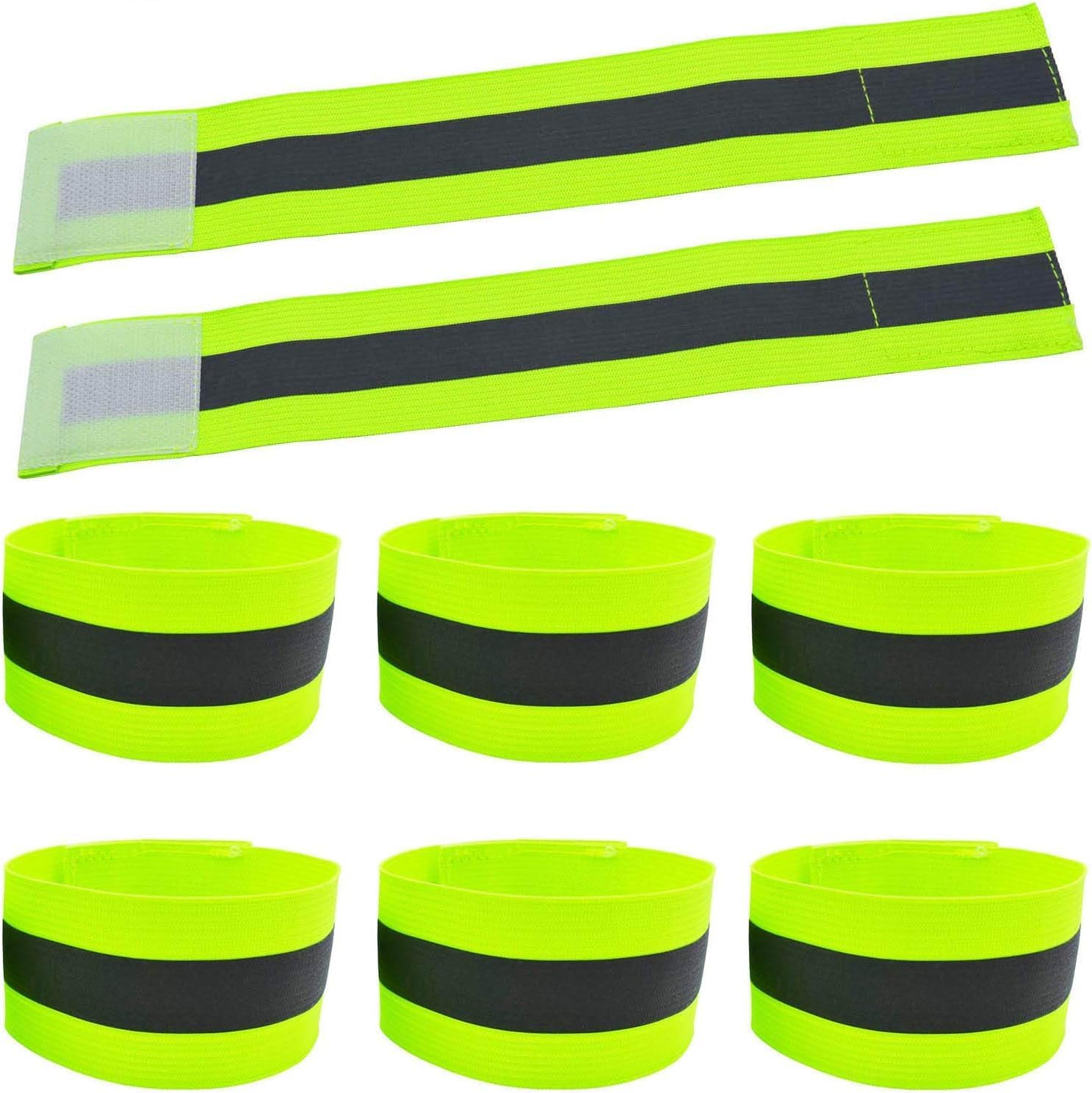 8 Pcs High Visibility Reflective Night Running Walking Elastic Strap Wristbands Ankle Bands Armbands Safety for Cycling Walking Running Camping Outdoor Sports-Fits Women, Men & Kids image number 5