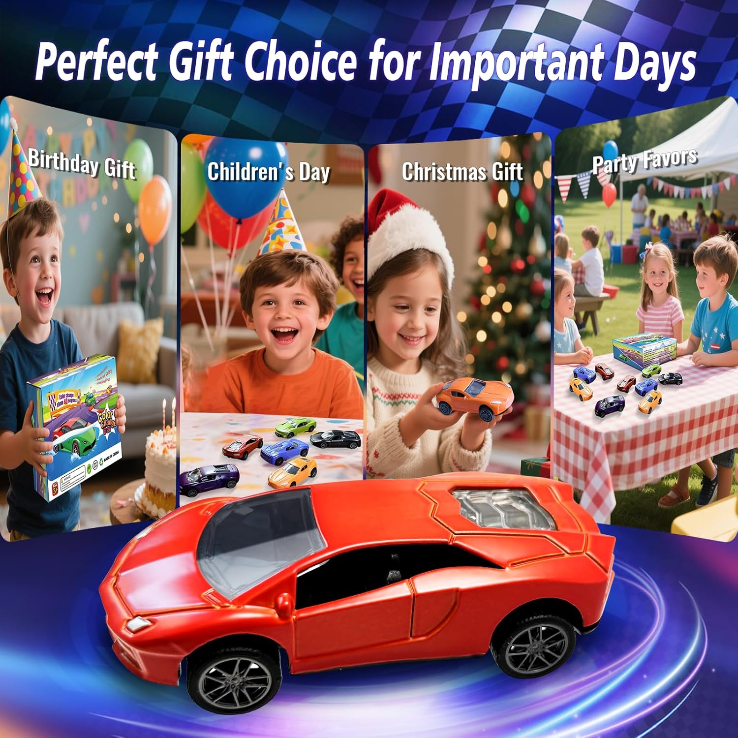 Color Change Pull Back Car Toy - 6Pcs Alloy Vehicle Toys,Magical Transformation in Warm Water,Bathtub Water Table Toy for Easter Fillers,Goodie Bags Fillers,Themed Party,Carnival Prize for Kids 3+ image number 3