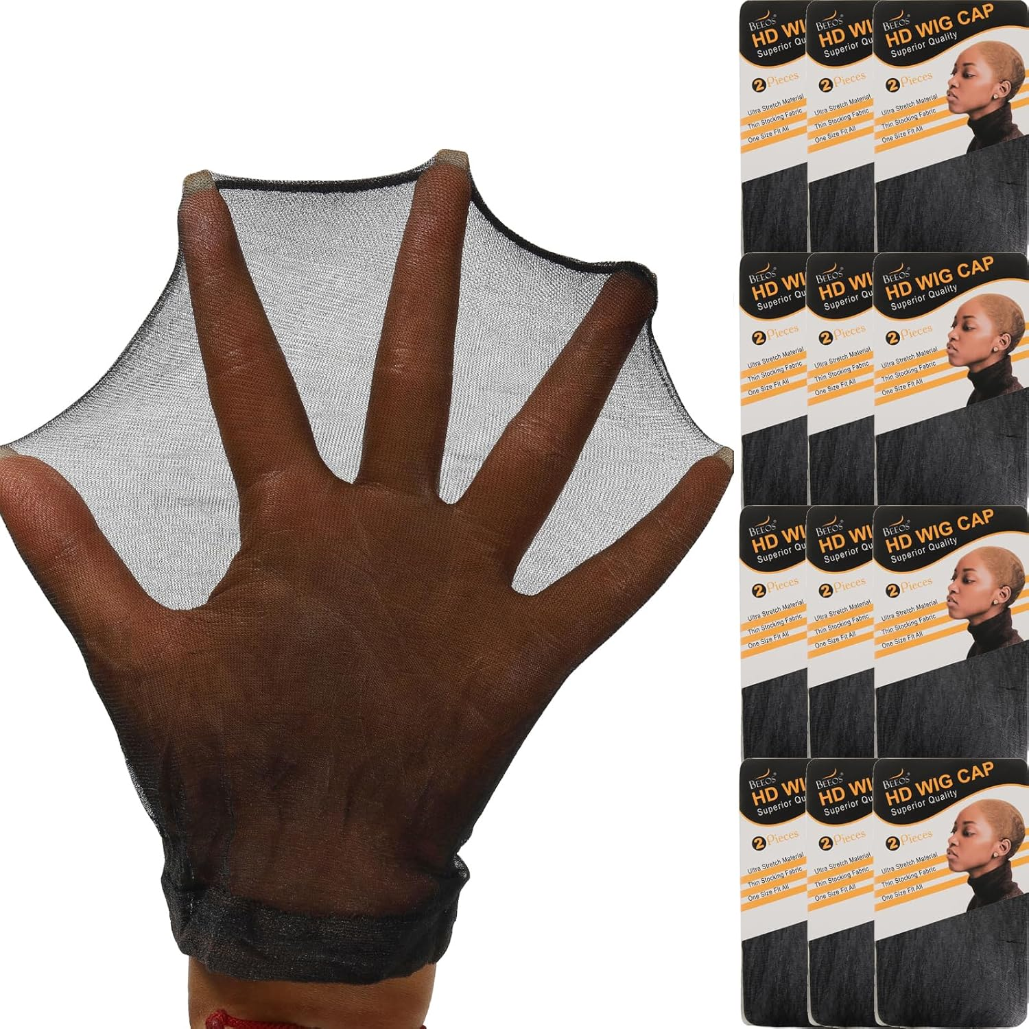 BEEOS Dark Brown Skinlike HD Wig Cap for Women, 4 Pieces Invisible Ultra-Thin Stretchy Stocking Caps for Lace Front Wigs