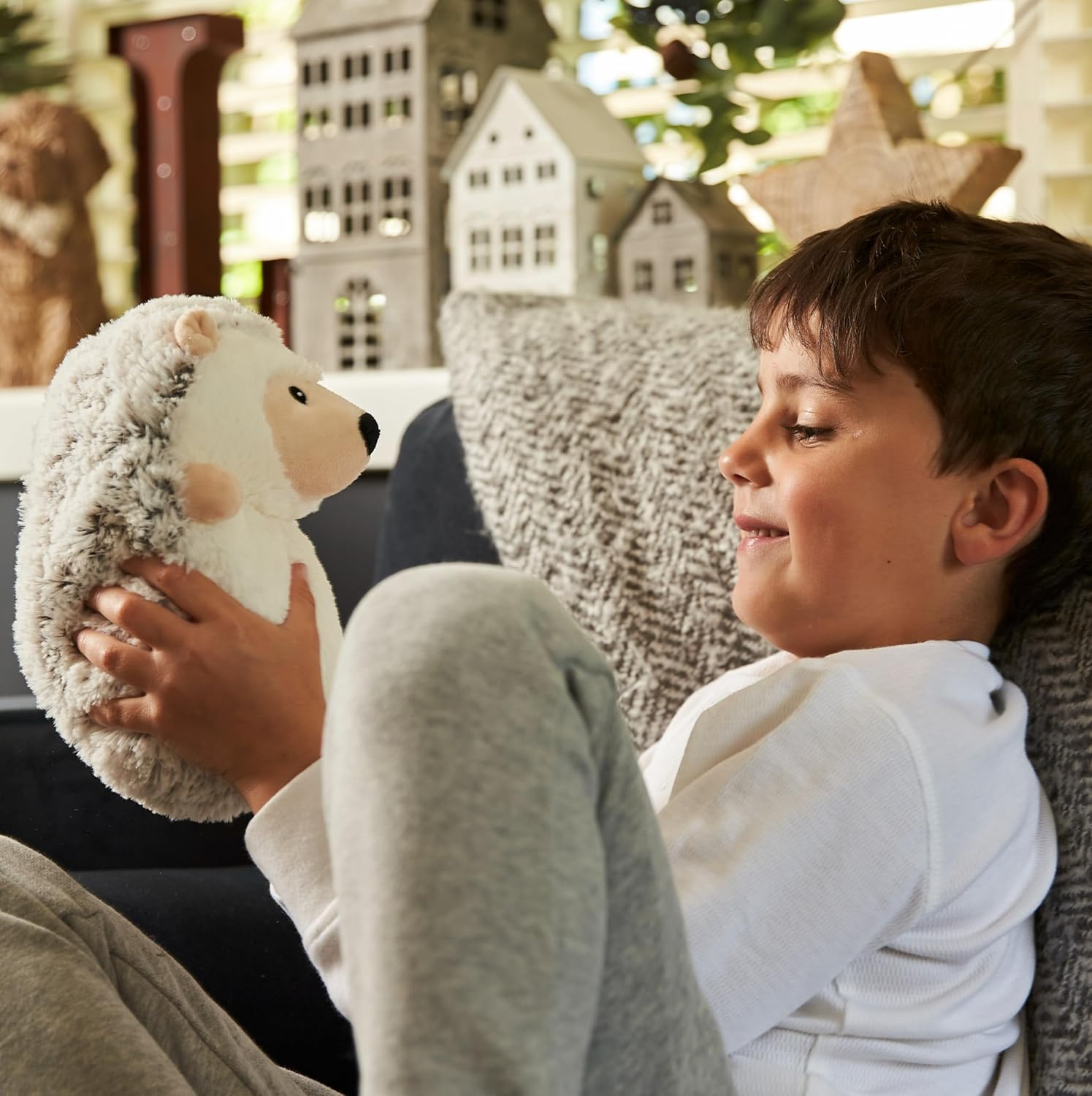 Warmies Plush Beige Hedgehog Microwavable Wheat Bag Scented with French Lavender, Weighted Teddy Suitable for All Ages, Hot or Cold Wheat Heat Pad image number 6