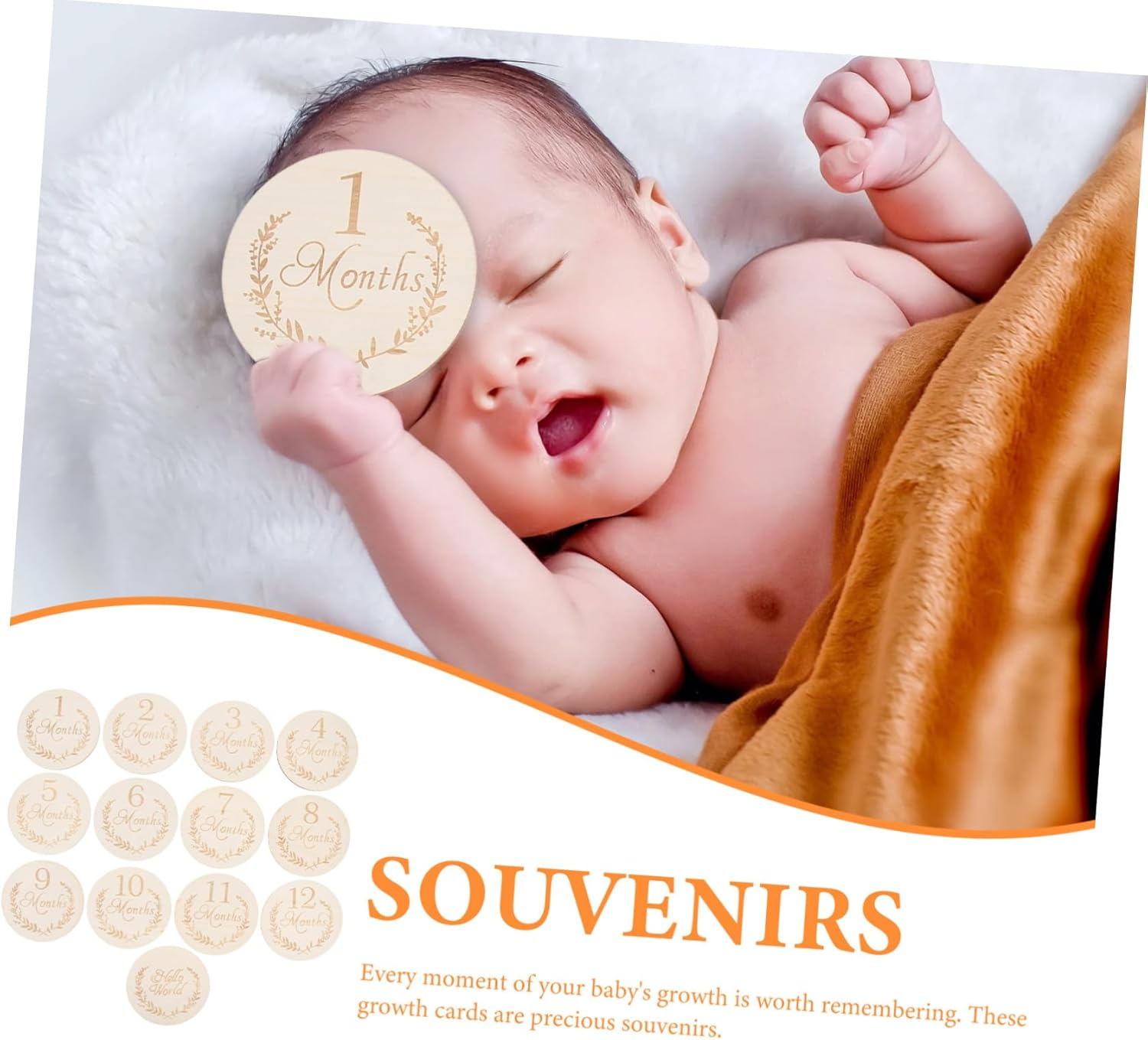 PHENOFICE 13Pcs Birthday Milestone Cards Wooden Growth Commemorative Photo Props image number 5