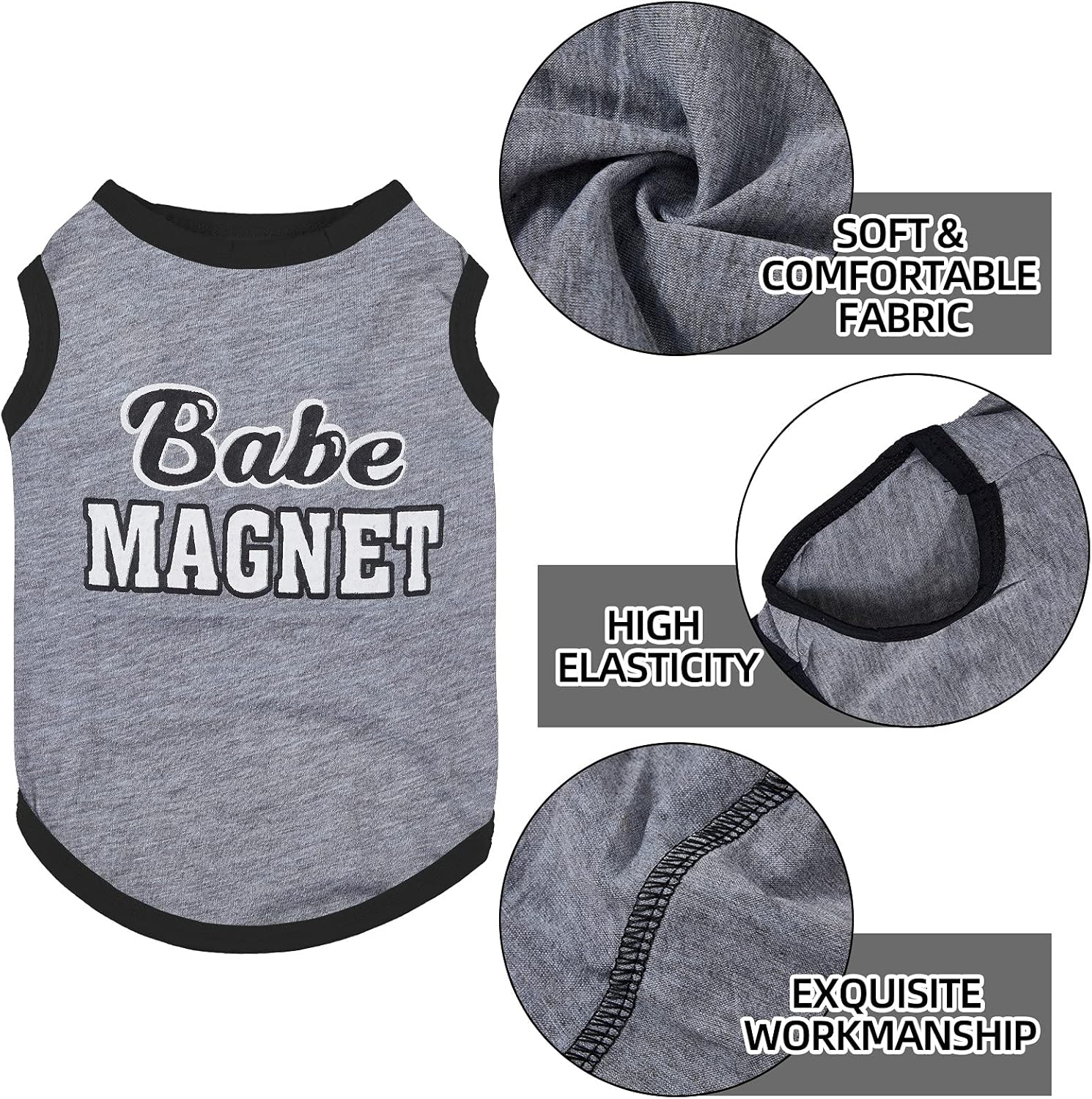 8 Pieces Dog Shirts Pet Printed Clothes with Funny Letters Summer Pet T Shirts Cool Puppy Shirts Breathable Dog Outfit Soft Dog Sweatshirt for Pet Dogs Cats (Classic Pattern,Small) image number 4