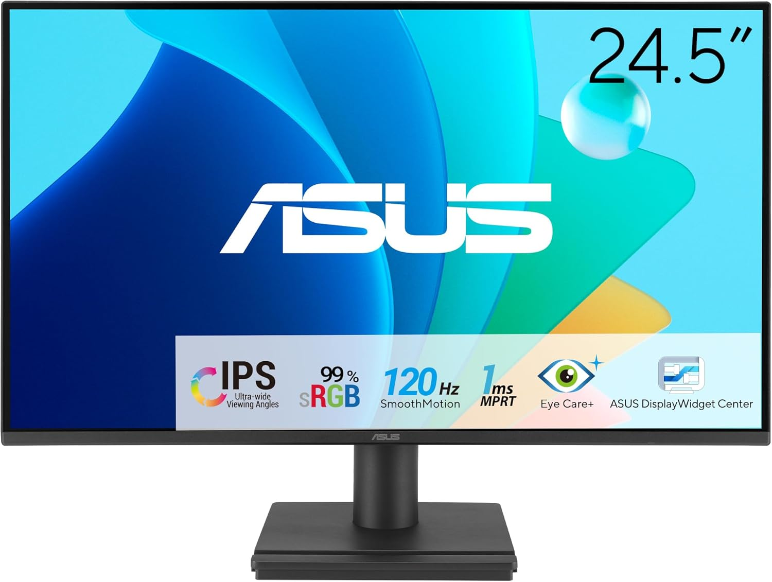 ASUS VA259HGA Eye Care Gaming Monitor &ndash; 25-Inch (24.5-Inch Viewable), IPS, Full HD, Frameless, 120Hz, Adaptive-Sync, 1Ms MPRT, HDMI, VGA, Low Blue Light, Flicker Free, Wall Mountable image number 3