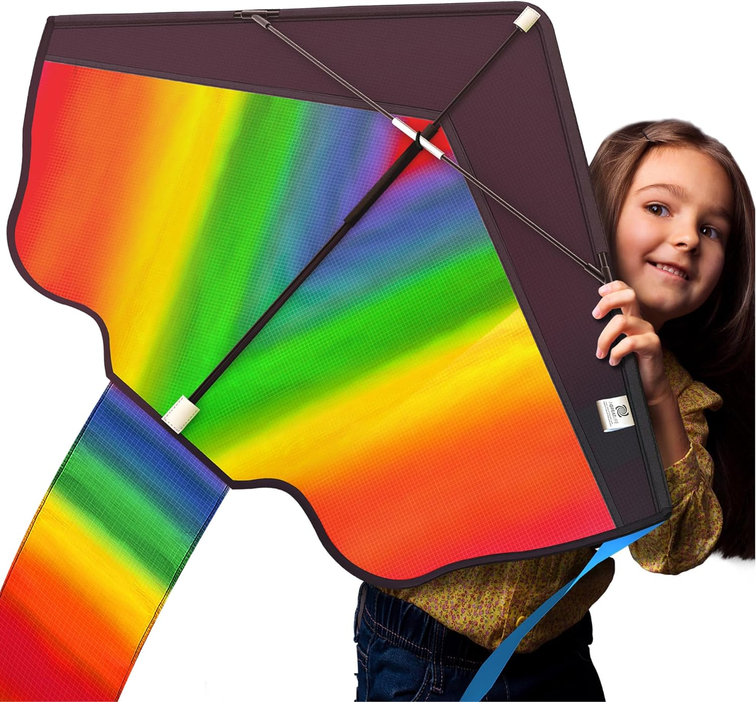42-Inch Rainbow Kites for Kids, Kites for Adults Classic Beginner Kite, Outdoor Games for Adults and Family, Educational Toys for Kids, Kites and Flight Toys Party Favour Kids image number 6