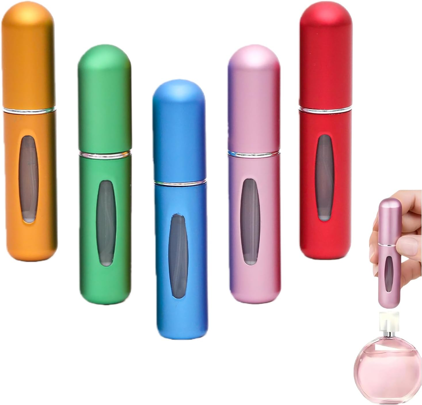 Ezranova 5 Pcs 5Ml Perfume Atomiser,Refillable Fine Mist Spray Bottles,Portable Mini Spray Travel Bottle,Spray Bottles,For Purse Handbag Pocket - Holiday Essentials (Five Colors) image number 3