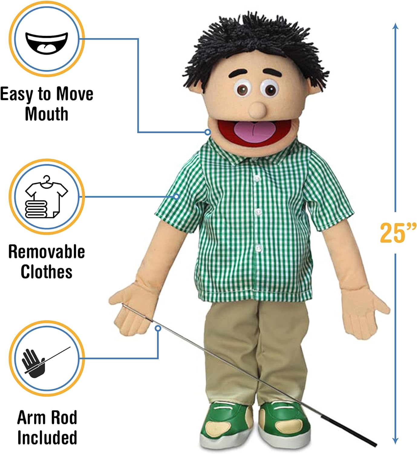 60Cm Kenny, Peach Boy, Full Body, Ventriloquist Style Puppet image number 1