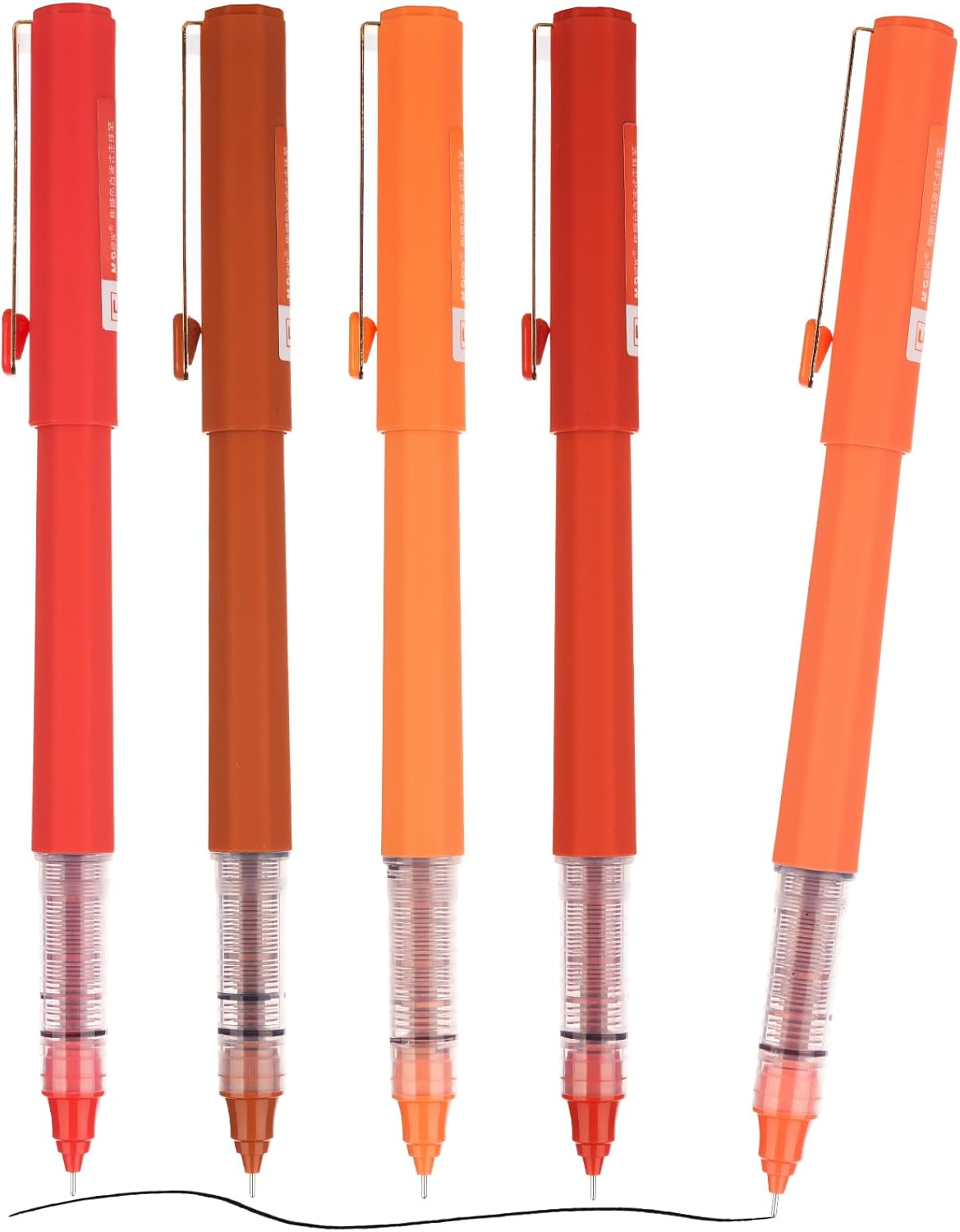 M&G 5 Pcs Liquid Rollerball Pens Ultra Fine Point Pens with Black Ink, 0.5Mm Caramel Color Pens Smooth Writing for Note Taking, Office School Supplies Gifts Student Women Men image number 1