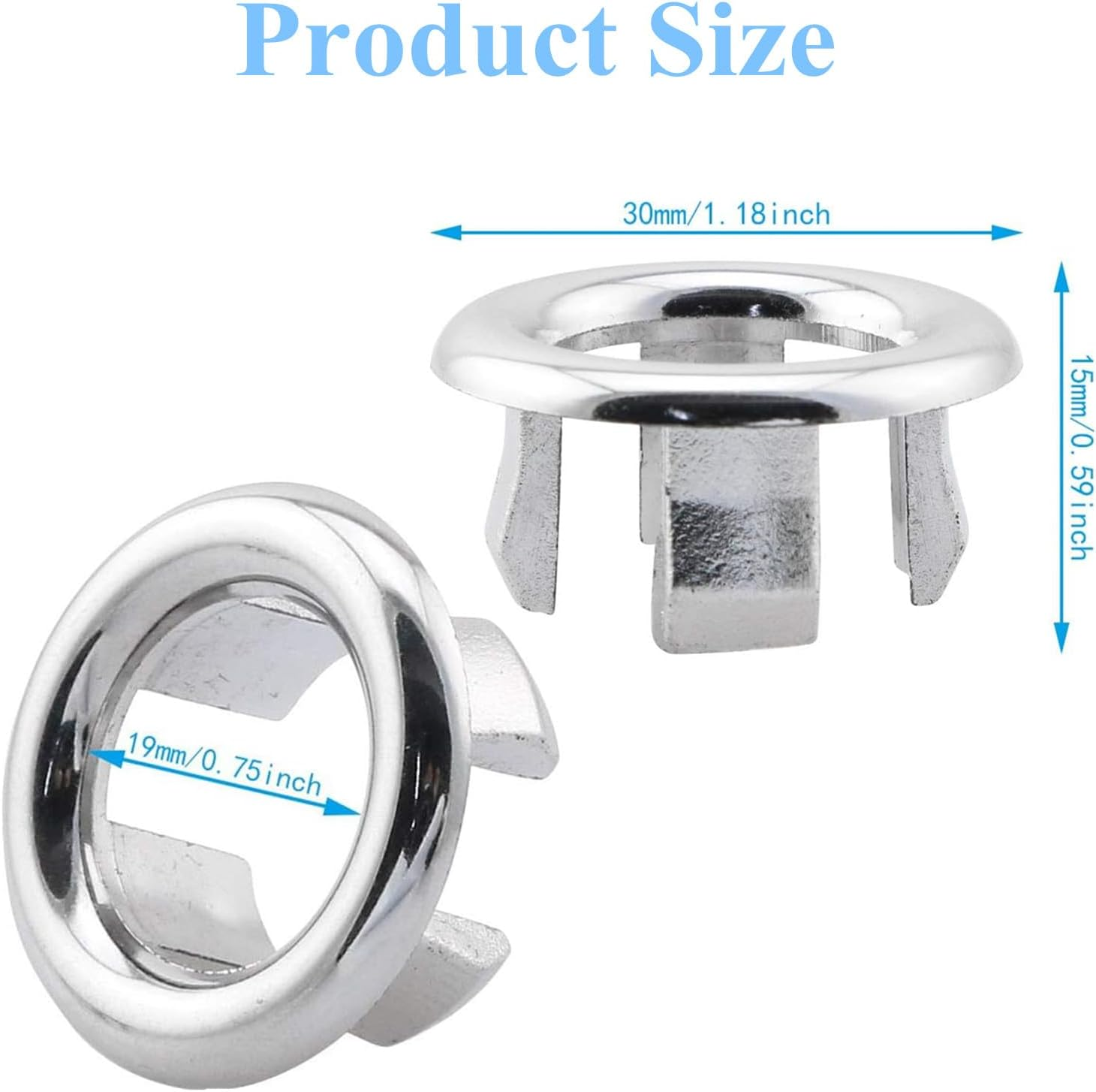 12PCS Sink Overflow Ring Sink Hole round Overflow Trim Cover Drain Cap Fit for 22-24Mm Overflow Hole Diameter Kitchen Bathroom Sink Accessories image number 3