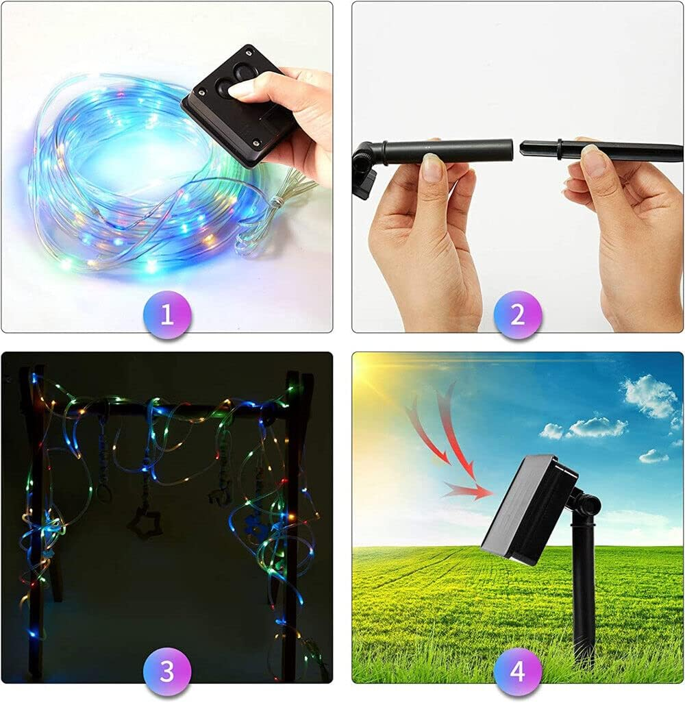 Leona Co Solar String Lights for Outside, 12M 100 LED Outdoor Waterproof Fairy Lights, 8 Modes Copper Wire Twinkle Lights for Patio Tree Garden Christmas Wedding Party Decoration (White) image number 3