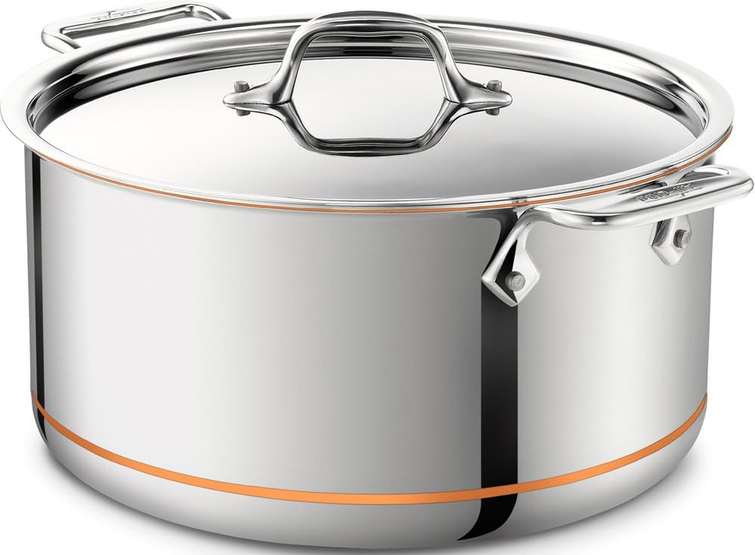 All-Clad 6508 SS Copper Core 5-Ply Bonded Dishwasher Safe Stockpot/Cookware, 8-Quart, Silver