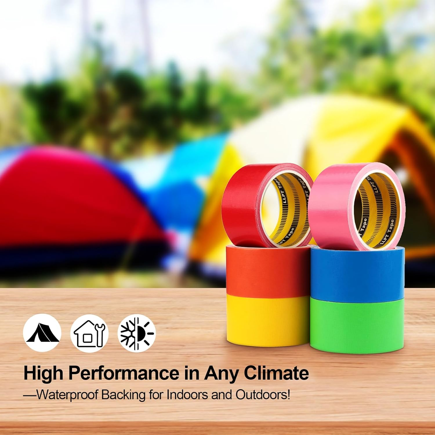 LLPT Duct Tape Premium Color Fabric Gaffer Tape Heavy Duty Waterproof Cloth Repair Tape for DIY Indoor Outdoor Use 1 Pack 50MM X 9M, Yellow (DT601YL) image number 4