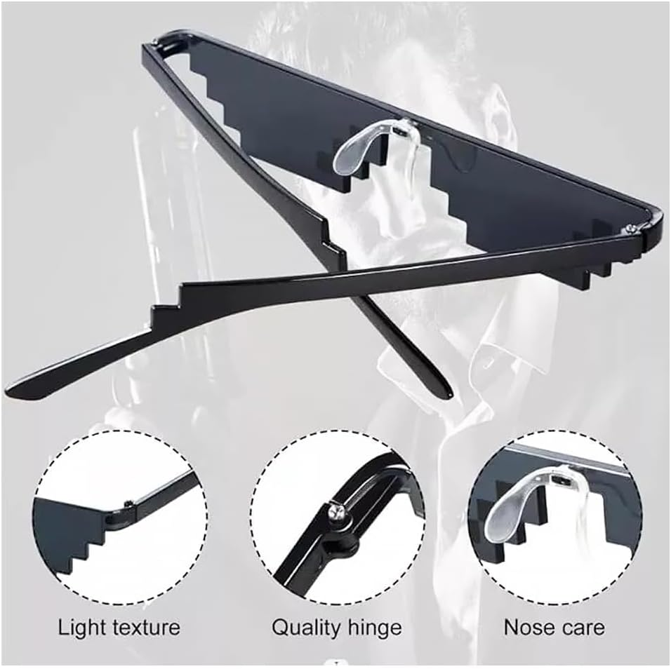 Sunglasses,Pixelated Mosaic Glasses,Party Glasses,Retro and Nostalgic,Funny Glasses,Photo Props image number 1