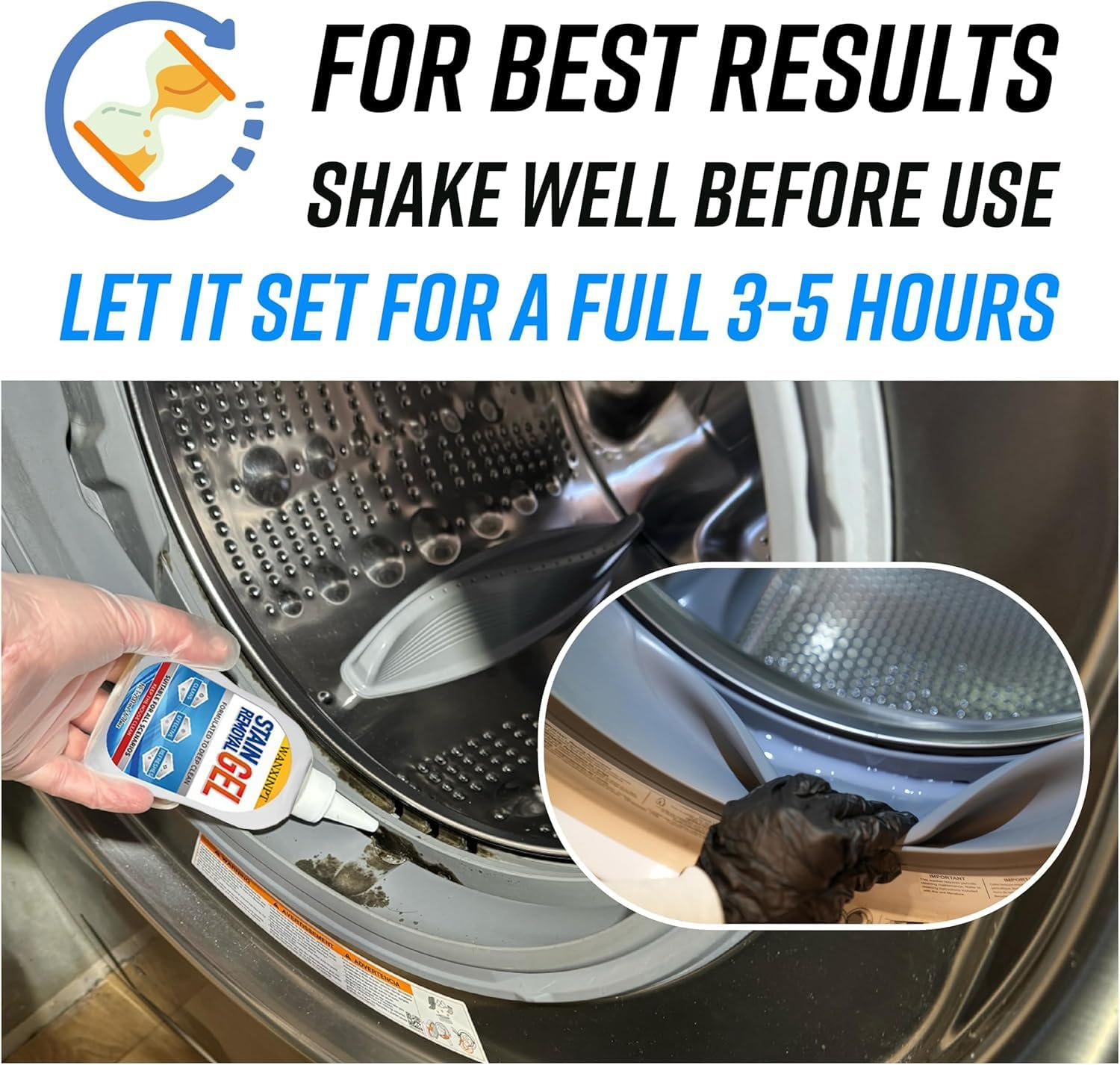 Mold Stain Remover Gel Cleaner Heavy Duty Stain Cleaner for Front Loader Washing Machine Seal, Bathroom Grout, Shower, Caulk - Front Load Washer Cleaning Solution - 6.76 Fl Oz(200Ml) image number 6