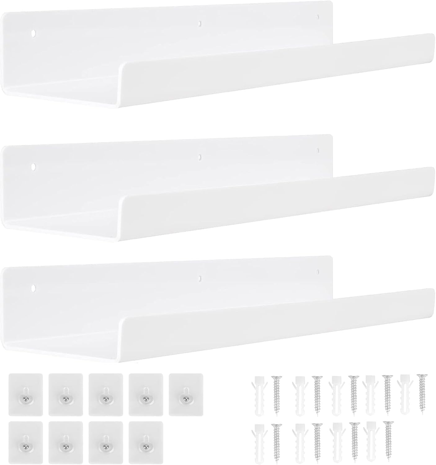 Wall Shelf Floating No Drill, Set of 3 Wall Shelves Set Of, 30 Cm Acrylic Bathroom Shelves Corner Wall Shelf Bedroom Living Room Kitchen Room Decoration image number 2