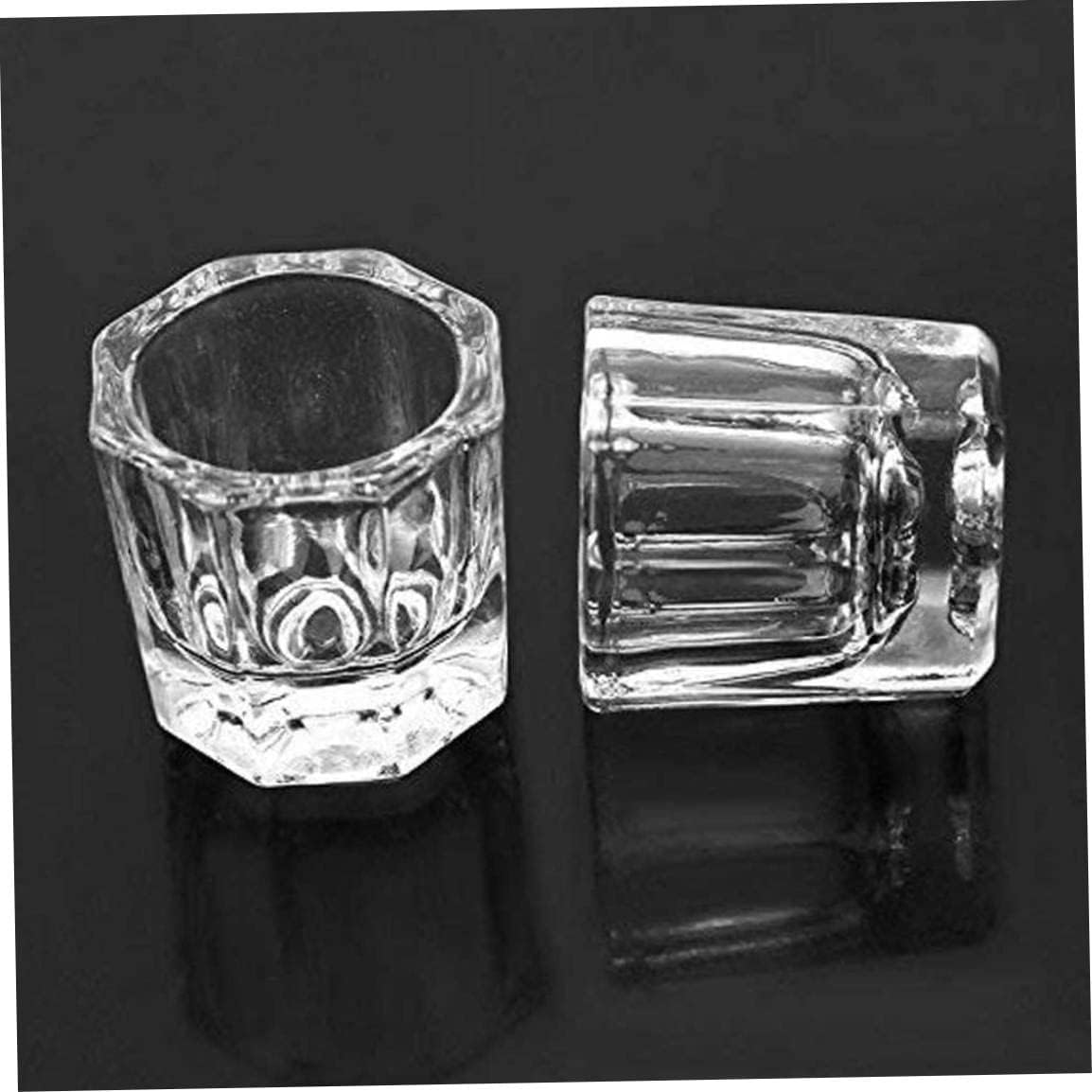 2Pcs Nail Acrylic Liquid Cups Powder Dish Replacement Glass Crystal Cups Polish Glassware Tools (Octogonal) Powder Dappen Dish Nail Art Liquid Cups Glass Crystal Cups Polish Glassware Tools