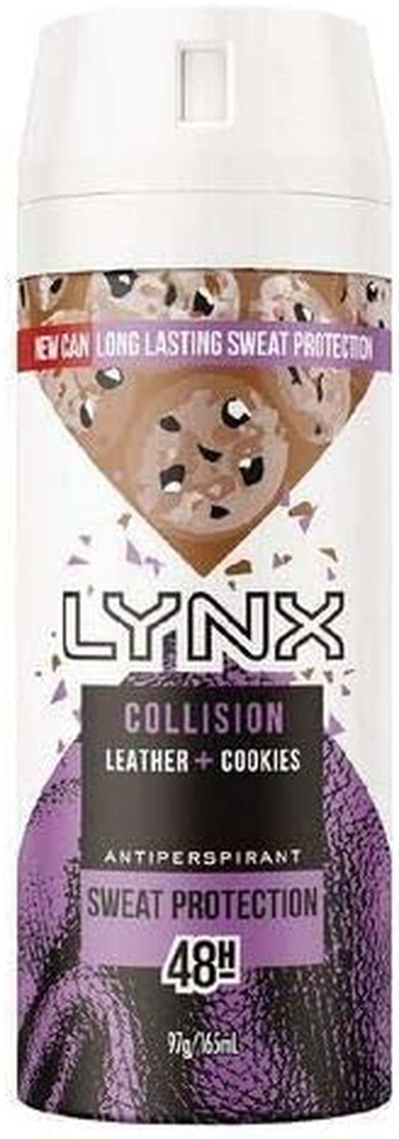 3 PACK of Lynx Antiperspirant Collision Leather + Cookies 165Ml