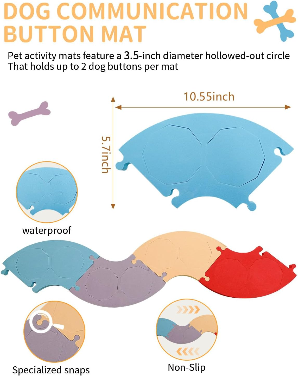 MMGGAISH 8 Dog Buttons, Talking Dog Buttons, 30 Seconds Dog Buttons, 4 Multidirectional Patchwork Dog Button Pads and 50 Stickers to Teach Your Dog to Speak image number 6