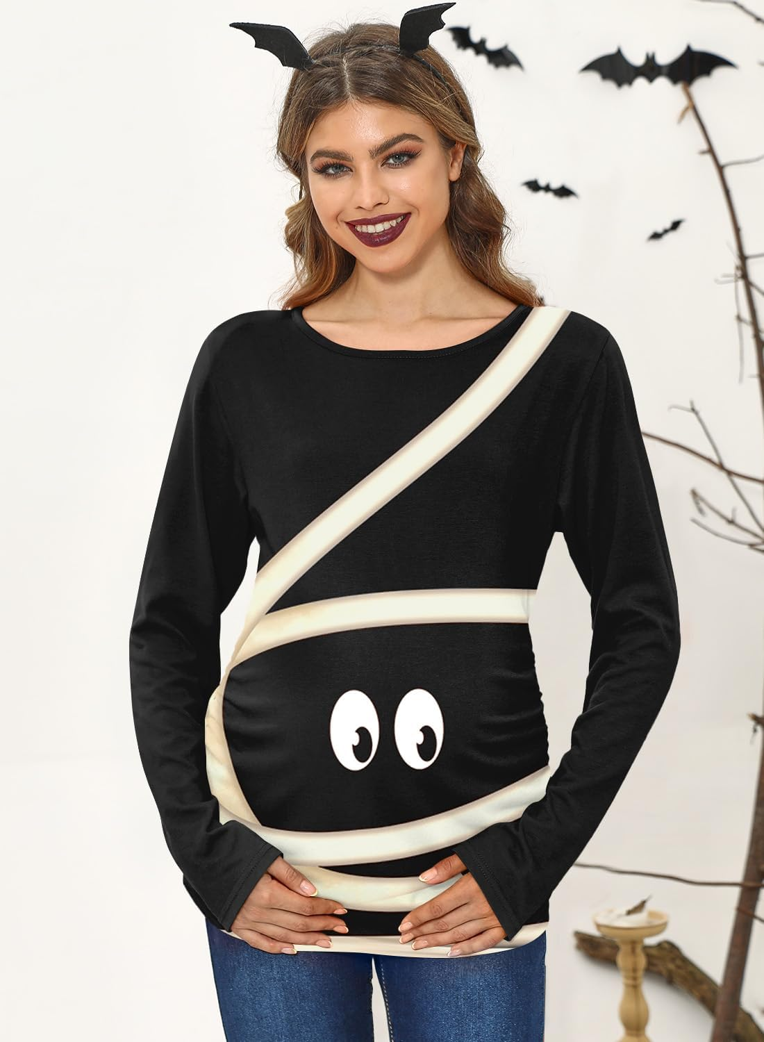 For G and PL Women'S Halloween Maternity Long Sleeve Pregnancy Shirt image number 2