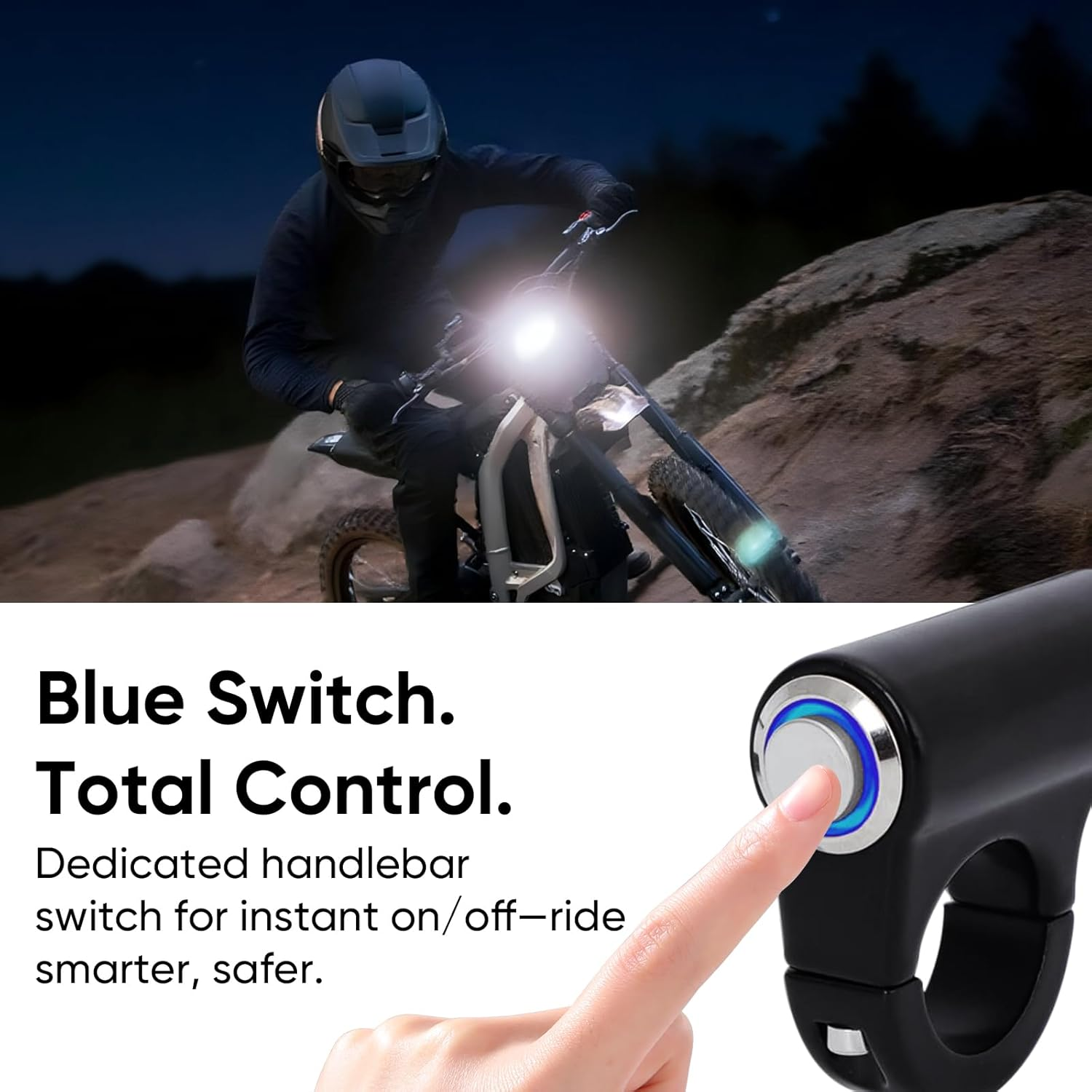 Dirt Bike Headlight Kit Compatible with Surron, Talaria Sting R MX4, Segway X260, 20W 6000-6500K LED Light Bar Accessories with Harness Adapter, Blue Light Switch & Mounting Bracket Parts image number 3