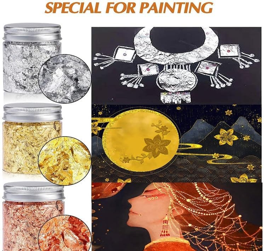 Gold Foil Flakes for Resin,Imitation Gold Foil Flakes Metallic Leaf for Nails, Painting, Crafts (Style1, One Size)