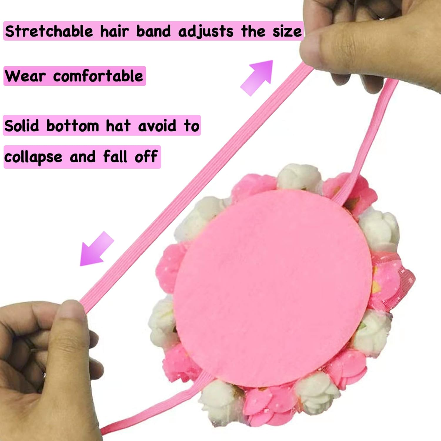 JAMSTONE Crown Dog Birthday Hat Reusable Doggie Birthday Party Hat for Pets Glitter Crown Hats for Dogs Cats Kitten Headband Hats Pink - Pink image number 3