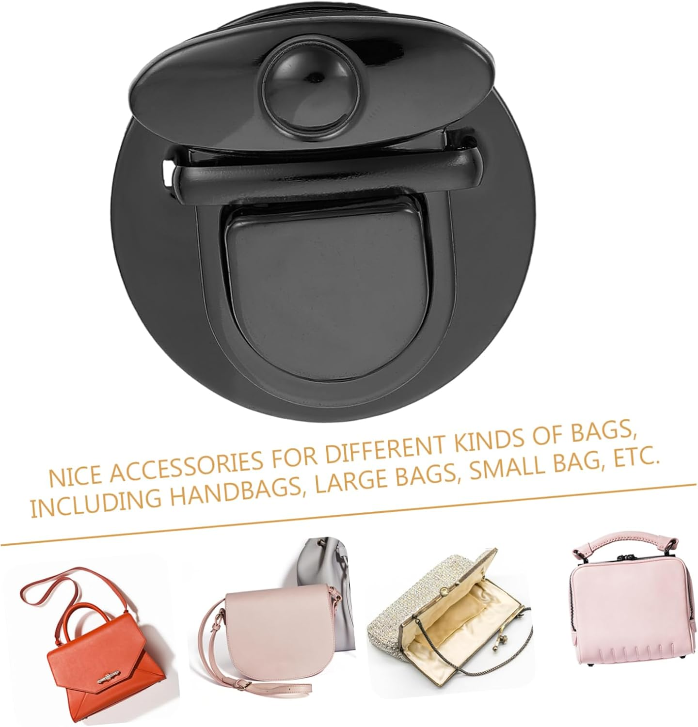 Anneome 10Pcs DIY round Iron Purse Push Locks Bag Buckle Fasteners Gunmetal Black 4.7Cm Wide for Handbag and Suitcase Accessories image number 3