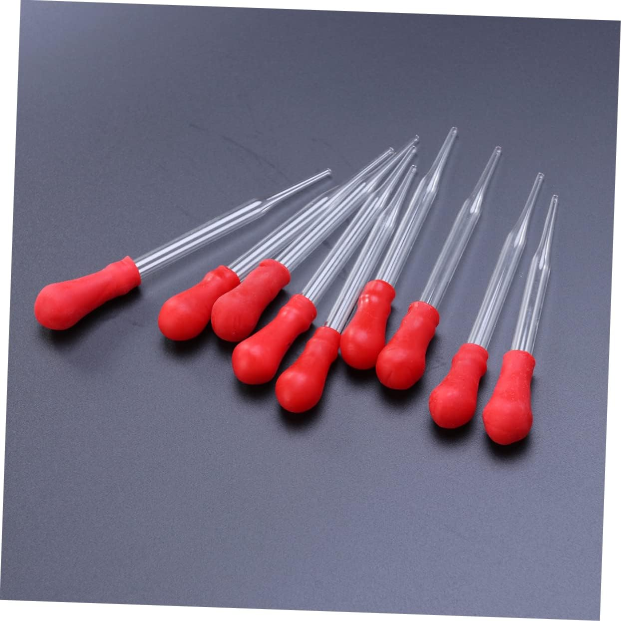 BESTOYARD 10Pcs 12Cm Glass Pipette Droppers Silicone Bulbs Red Head for Laboratory and Home Use Eye Dropper Set