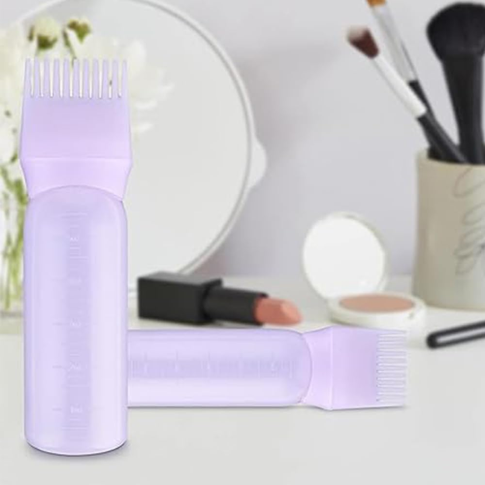 4 Pcs Root Comb Applicator Bottle, 6 Ounce Hair Root Comb Color with Graduated Scale, Hair Coloring, Dye and Scalp Treament