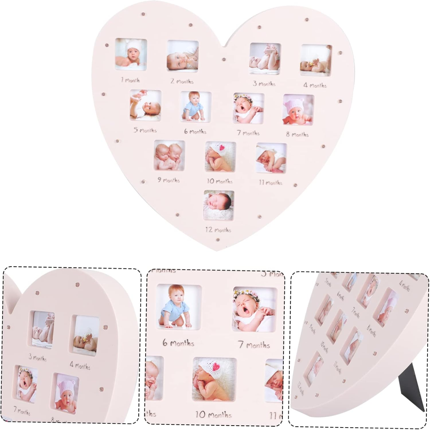 LIFKOME Growth Record Photo Frame Picture Frame for Nursery Decor for Tracking First Year Milestones Light