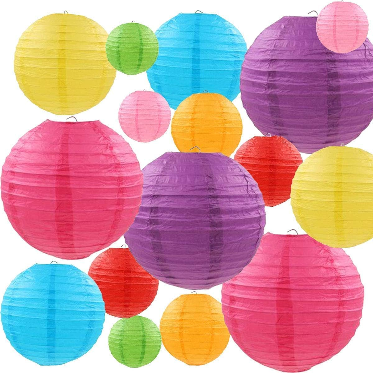 16 Pcs Colorful Paper Lanterns (Multicolorsize of 4&rdquo; 6&rdquo; 8&rdquo; 10&rdquo;) - Chinese/Japanese Paper Hanging Decorations Ball Lanterns Lamps for Home Decor Parties and Weddings image number 4