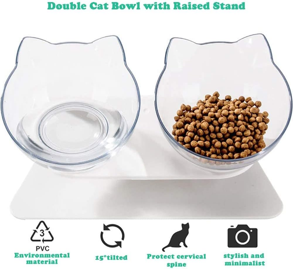 Anti-Slip Double Bowl Pet Feeding Station Dog Cat Food Water Dual Bowl Feeder AU