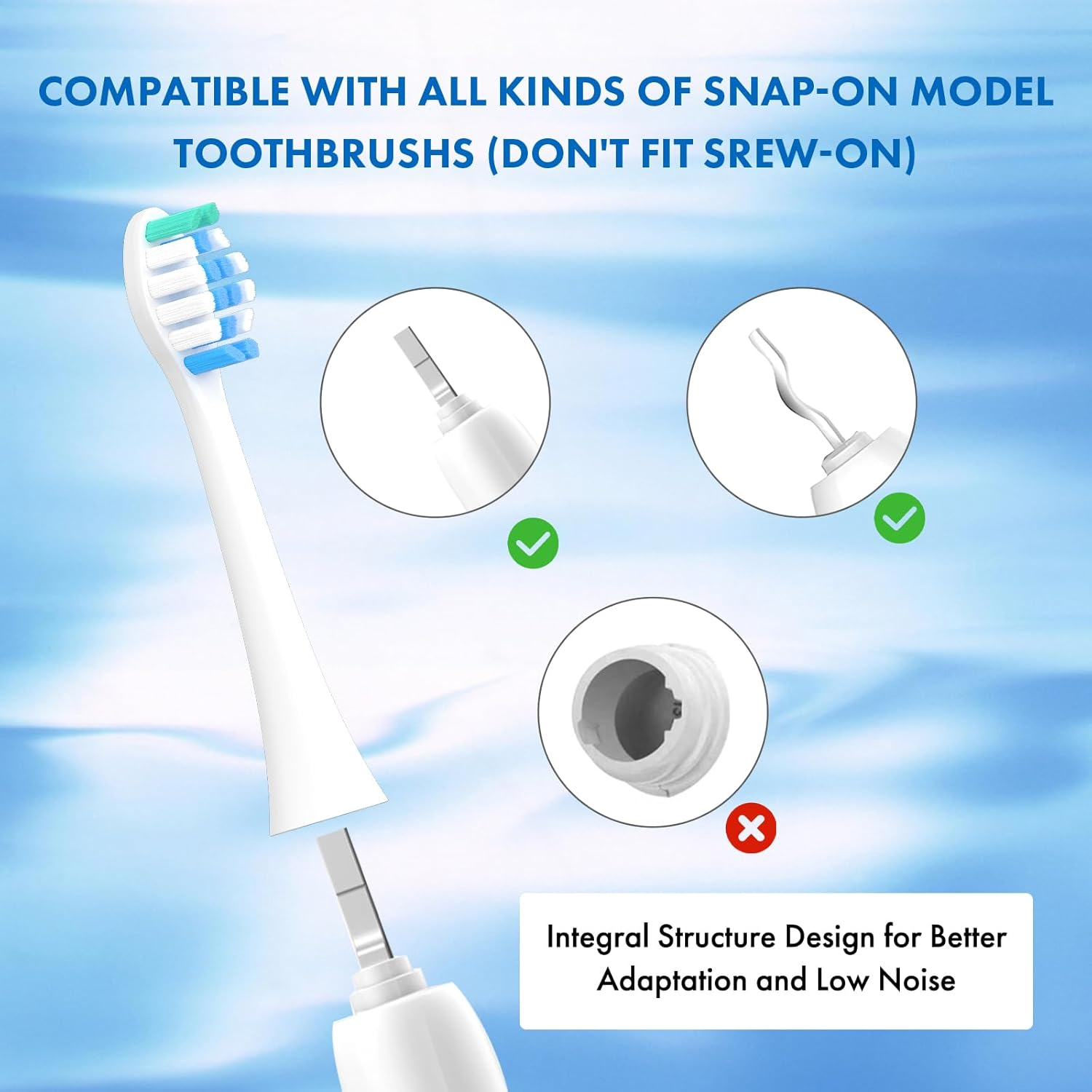 Replacement Toothbrush Heads Compatible with Philips Sonicare：10 Pack Soft Replacement Electric Brush Head Compatible with Phillips Sonicare Snap-On System image number 3