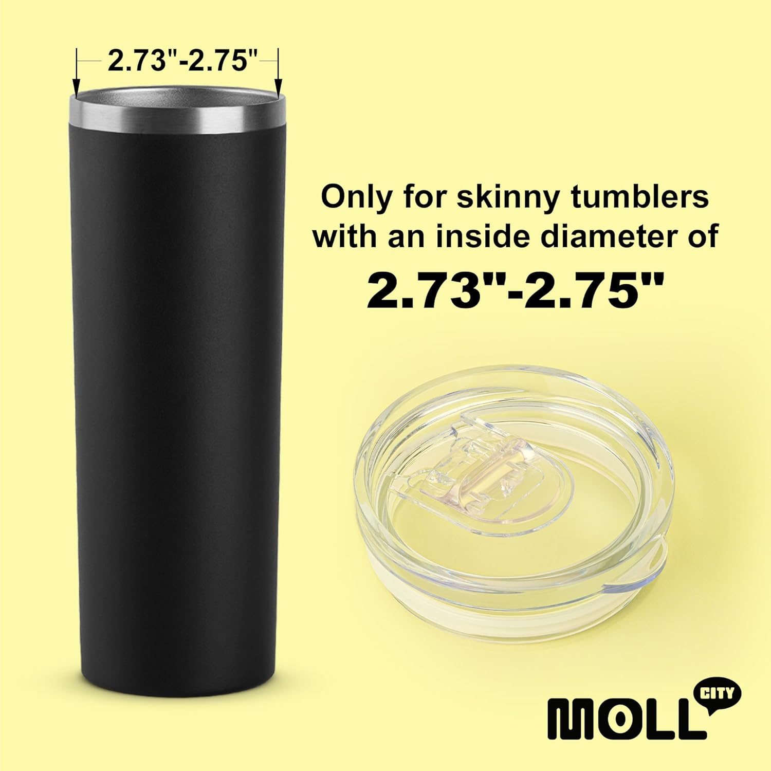 Mollcity Skinny Tumbler Replacement Lid Fits for Skinny Tumbler 2.73-2.75 Inches in Diameter, 2 Pack Splash Resistant Lids Sliding Covers, BPA Free (2 Pack) image number 5