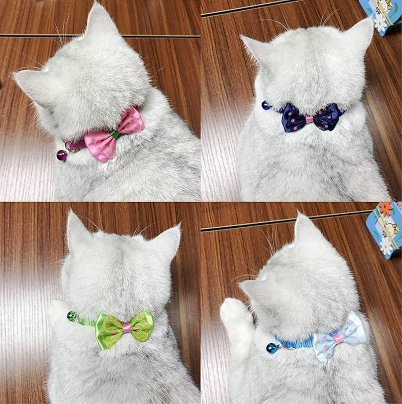 JDNFKG 8-Piece Bow Cat Collars, Adjustable Pet Collars, Cute Collars, Suitable for Cats and Small Pets