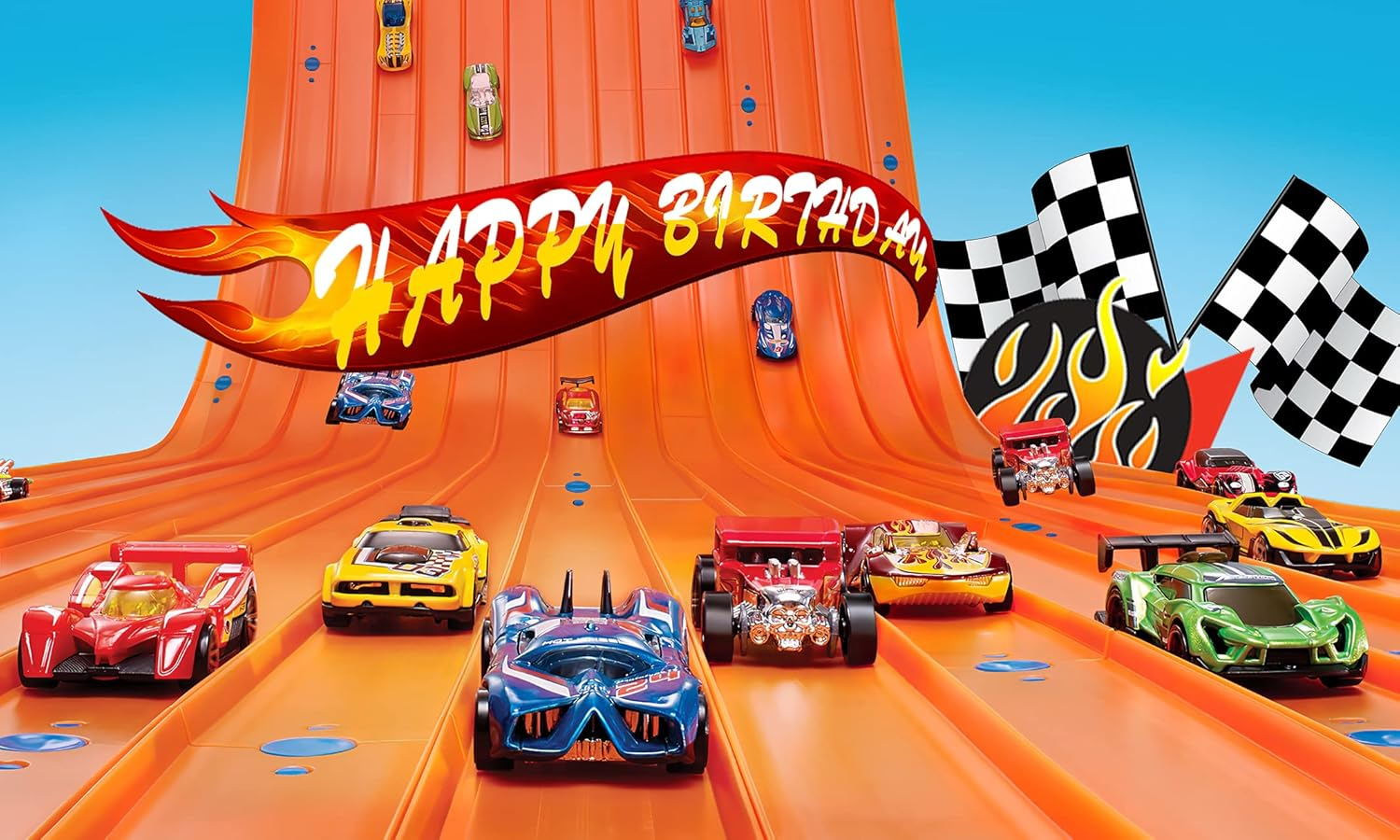 Hot Wheels Backdrops for Birthday Party Decorations Supplies, Red Car Photo Background for Cake Table Decorations, Hot Wheels Banner, Polyester 5X3Ft image number 1