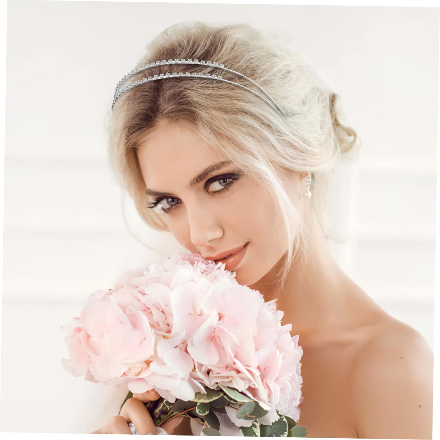 CALLARON 4 Piece Double Row Hair Band for Women Hair Accessories Rose Gold for Weddings Parties and Special Occasions image number 2