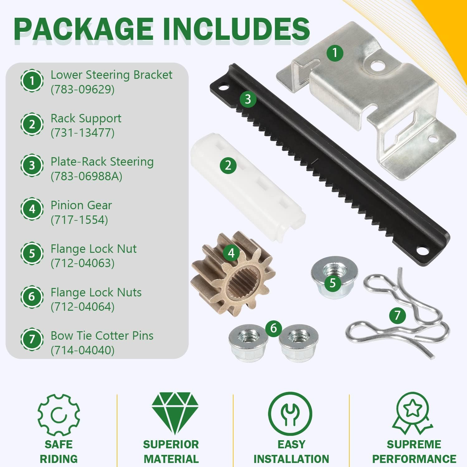 753-11064B CR12 Steering Service Kit Steering Rack Kit for Cub Cadet CC30 CC30H CC30E Hydro Mini Riders/Mtd Columbia CR30 / Craftsman R1000 Lawn Tractor Lawn Mower image number 3