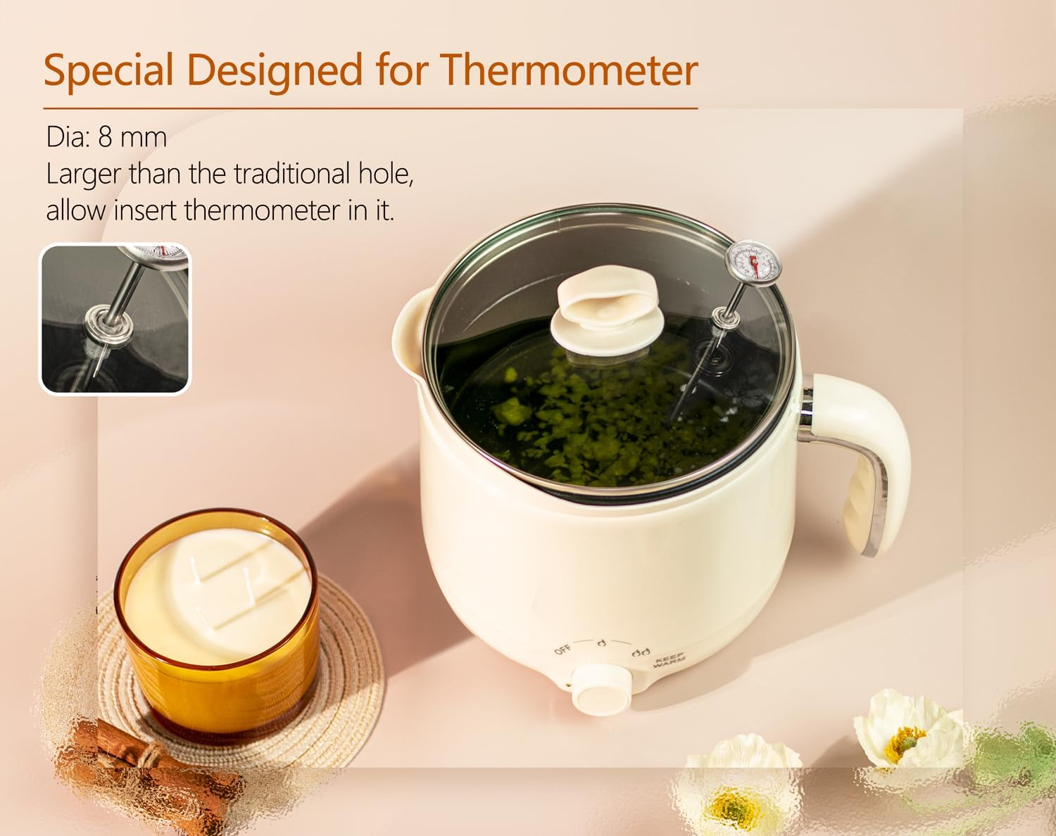 Julwhisper Wax Melter for Candle Making - Large 1.8L Electric Wax Melter with Pouring Spout - Candle Making Kit for Adults - UK Plug image number 5