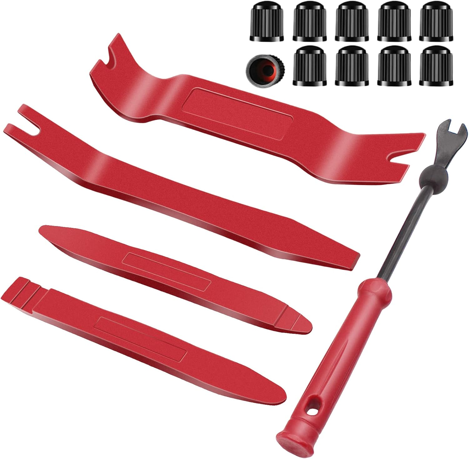 Wetado Auto Trim Removal Tool Kit, 15 Pcs Plastic Pry Tools & Car Fastener Rivet Clips Remover No-Scratch Automotive Panel Door Trim Removal Set for Vehicle Dash Audio Door Panel Window Molding Red