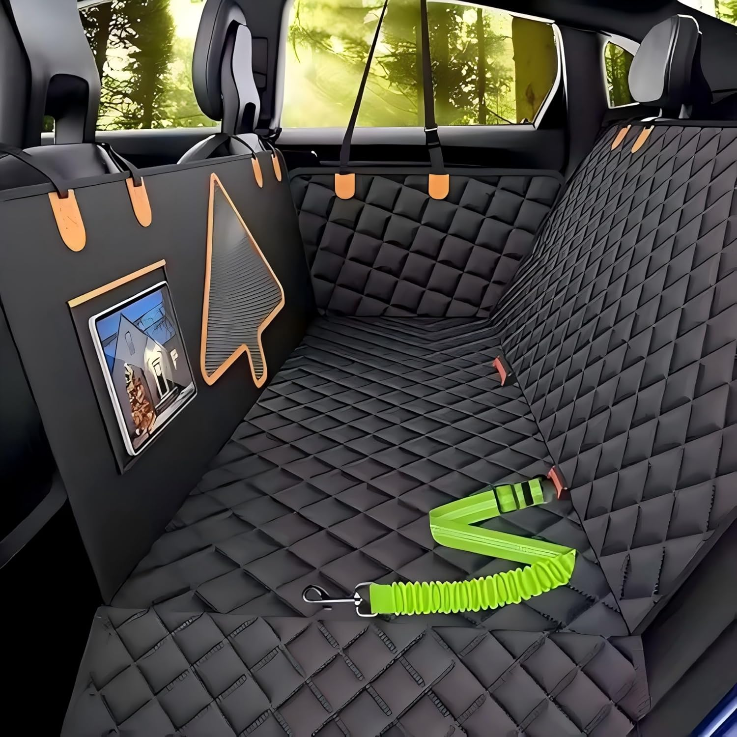 LORJE Dog Seat Cover, 6-In-1 Waterproof Dog Car Seat Cover Back Seat Hammock with Mesh Window & Side Flaps & Dog Seat Belt, Wear-Proof Pet Seat Cover for Cars, Trucks, Suvs - 147 X 137Cm image number 2